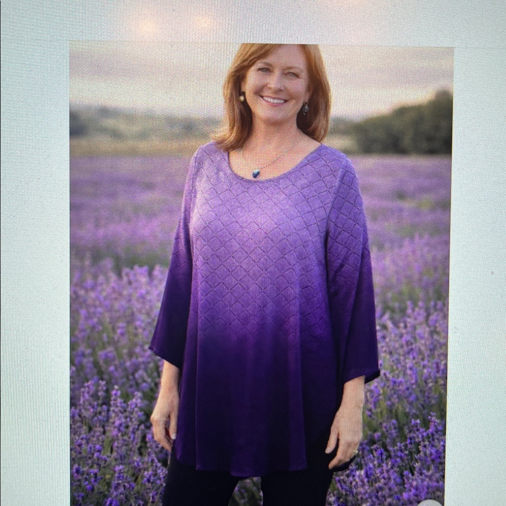 Alfani Purple Ombre Geometric Scoop Neck Tunic 2x